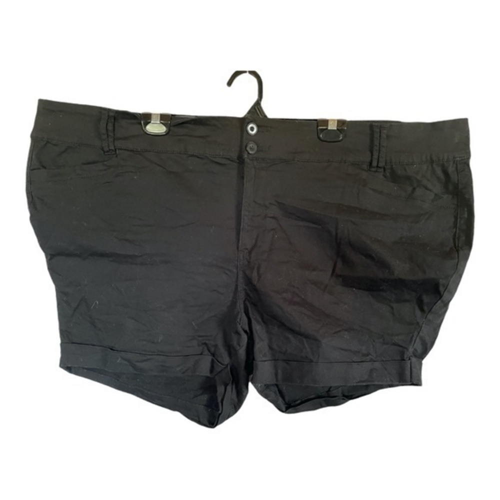 Torrid Womens Plus Black Sateen Shorts Double Button Stretch Size 30